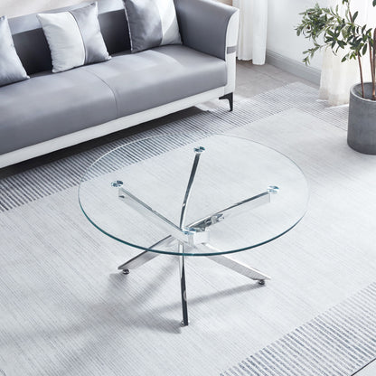 Modern Round Tempered Glass Table With Legs
