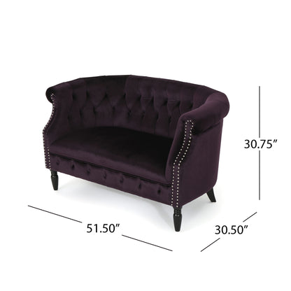 Antique Chesterfield Style Loveseat With Button Tufting