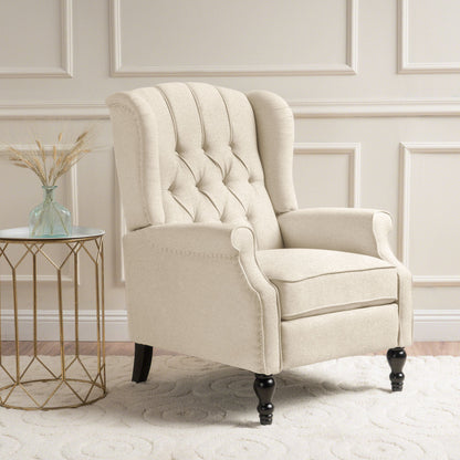 Armchair Recliner With Pushback Mechanism And Wingback Design