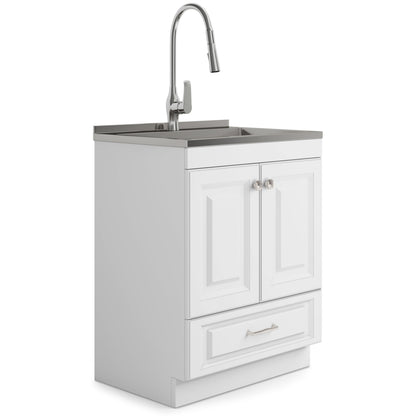 Lawrence - Mueble de lavandería con grifo y fregadero de acero inoxidable