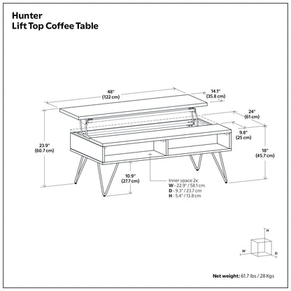 Hunter - Handcrafted Lift Top Coffee Table