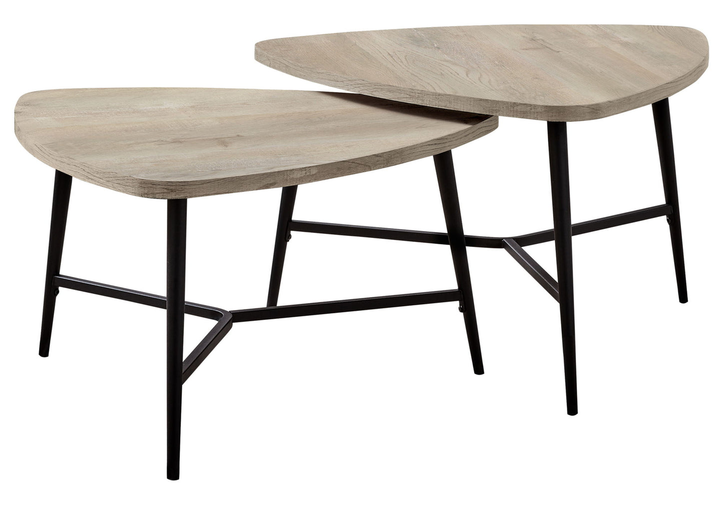 Juego de mesas auxiliares, de centro y de acento para sala de estar, laminado beige, contemporáneo y moderno (juego de 2) - Gris topo