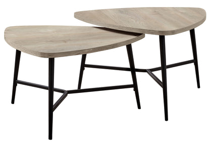 Juego de mesas auxiliares, de centro y de acento para sala de estar, laminado beige, contemporáneo y moderno (juego de 2) - Gris topo