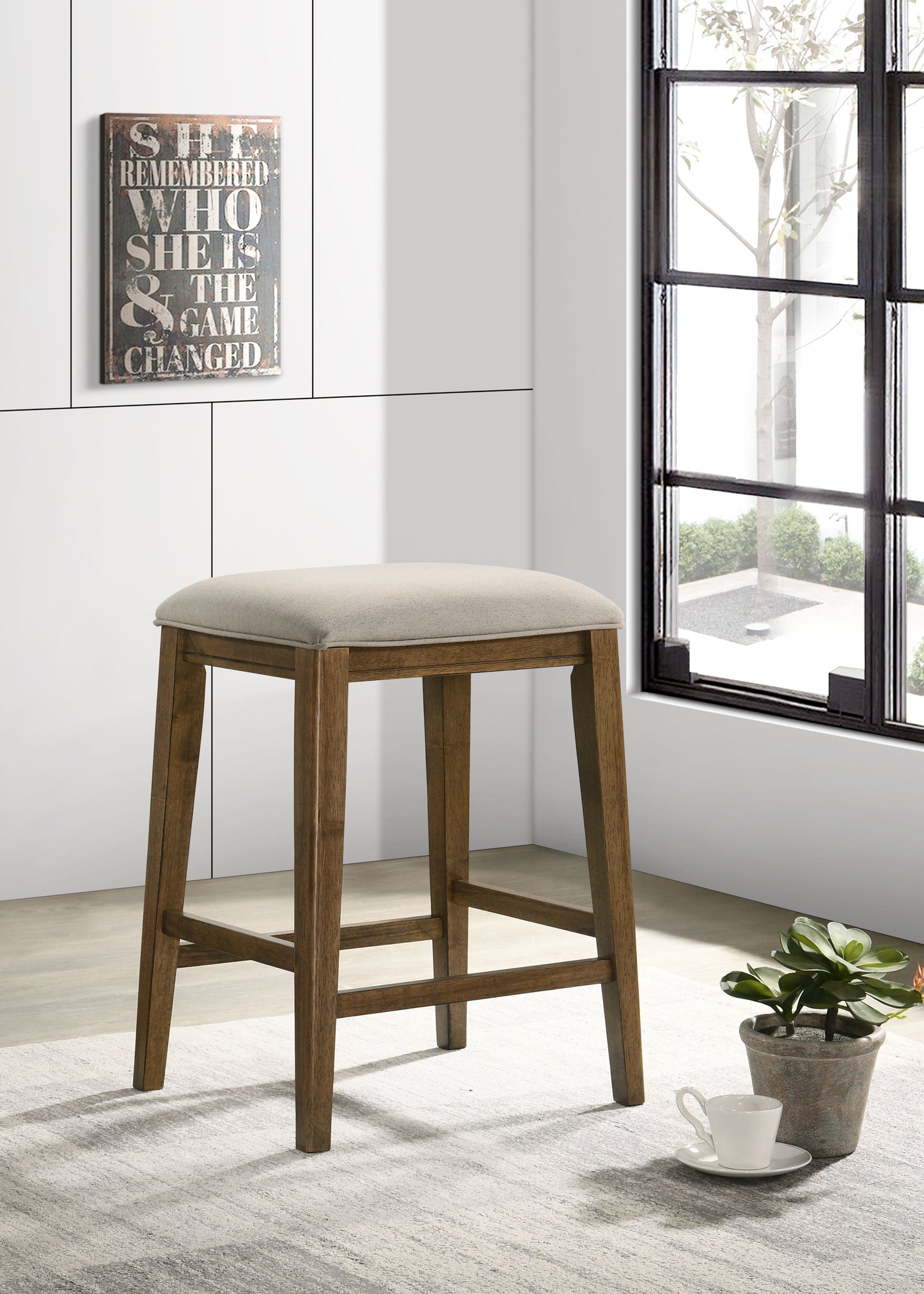 Sasha - Taburete de 43 cm de altura con asiento tapizado 
