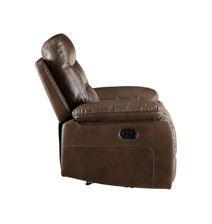 Aashi - Loveseat reclinable de cuero y gel - Marrón