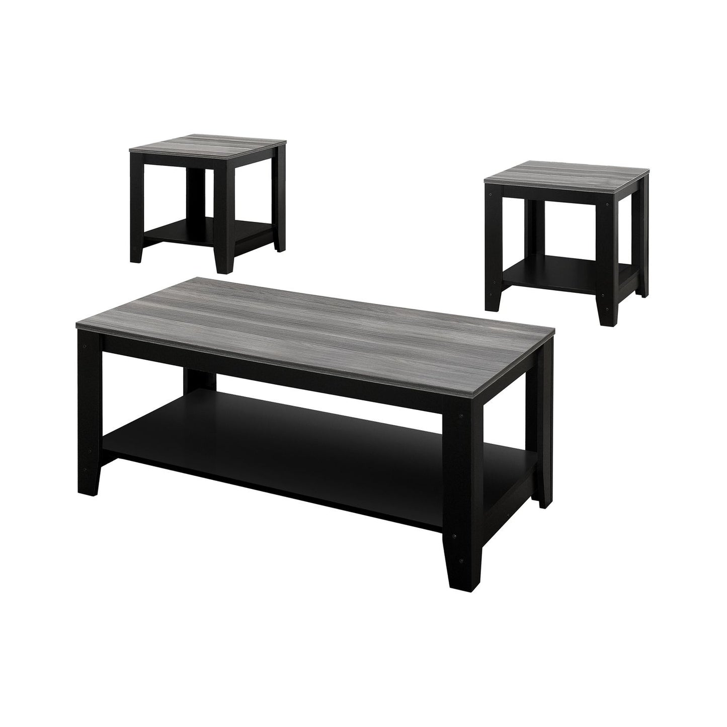 Juego de mesa de centro, auxiliar, lateral y decorativa para sala de estar de estilo transicional (juego de 3) - Negro