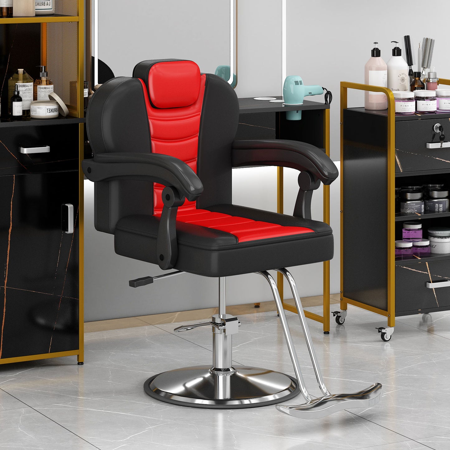Sillón reclinable clásico para peluquero, con bomba hidráulica de alta resistencia y rotación de 360°, ideal para tatuajes, champú y salón de belleza, con carga máxima de 150 kg.