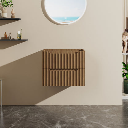 Mueble de baño flotante de 24" para montaje en pared (solo mueble) - Nogal
