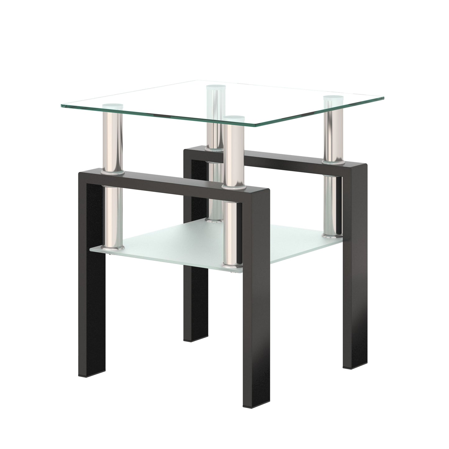 Mesa de centro moderna de vidrio templado, mesa auxiliar cuadrada para sala de estar