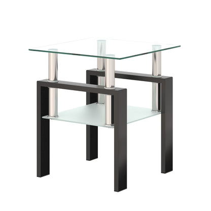 Mesa de centro moderna de vidrio templado, mesa auxiliar cuadrada para sala de estar