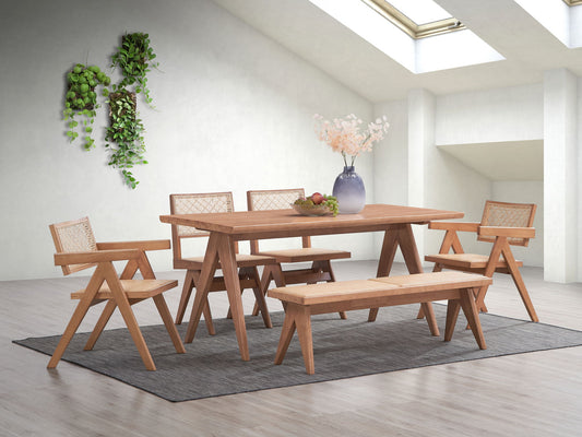 Valentina - 6 Pieces Patio Furniture Set - Rattan / Natural