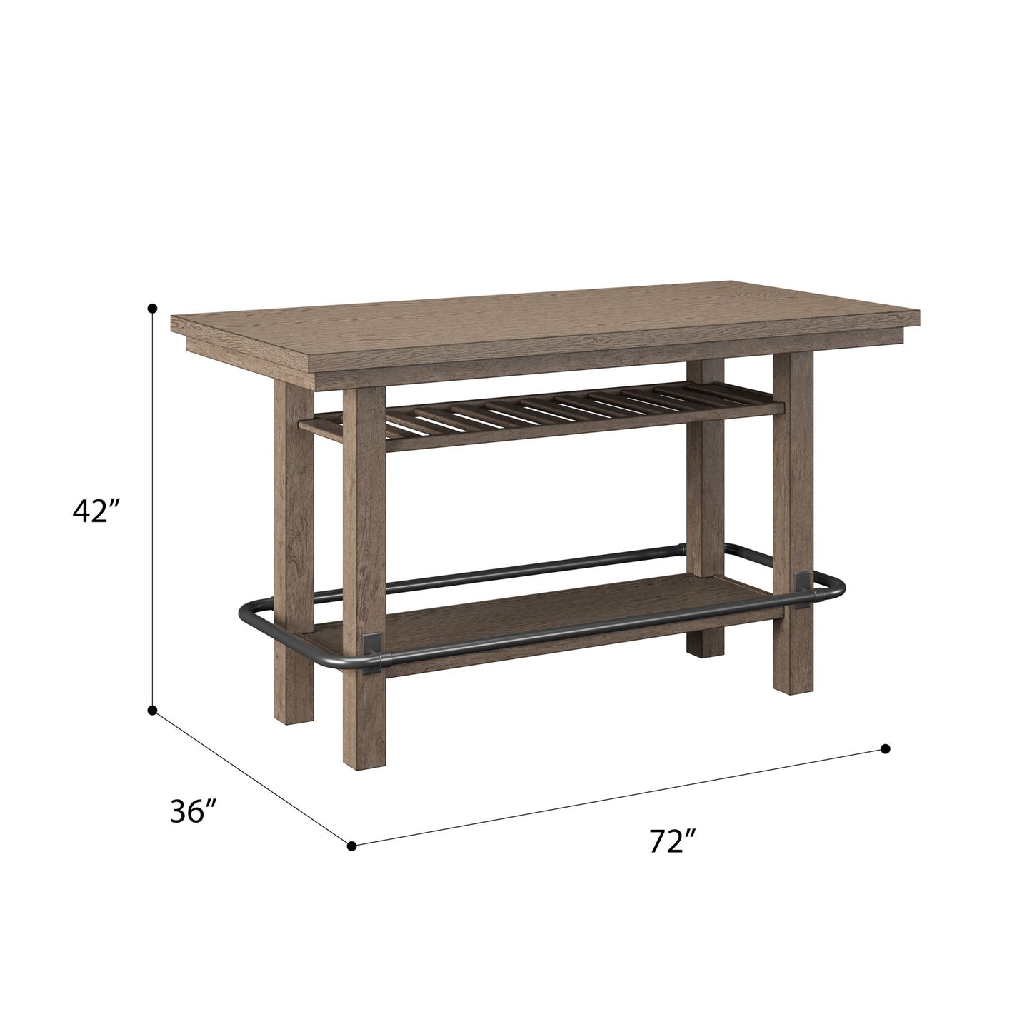 Bar Height Storage Table - Brown