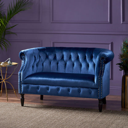 Antique Chesterfield Style Loveseat With Button Tufting