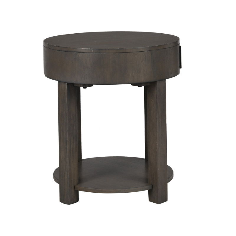 Jonah - Mesa auxiliar de MDF con puertos USB - Marrón claro