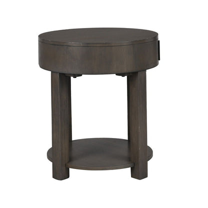 Jonah - Mesa auxiliar de MDF con puertos USB - Marrón claro