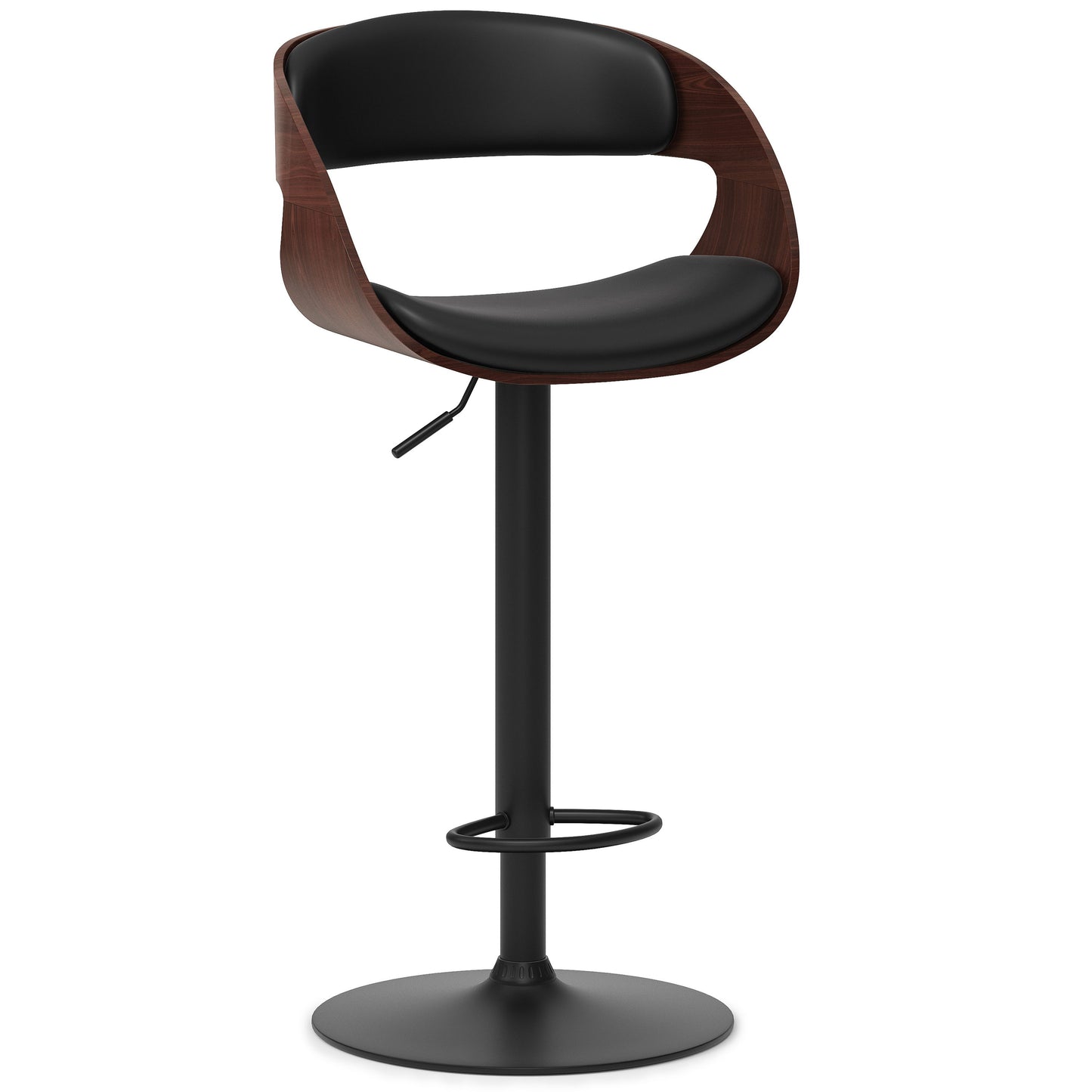 Archer - Taburete de bar giratorio ajustable de madera curvada - Negro