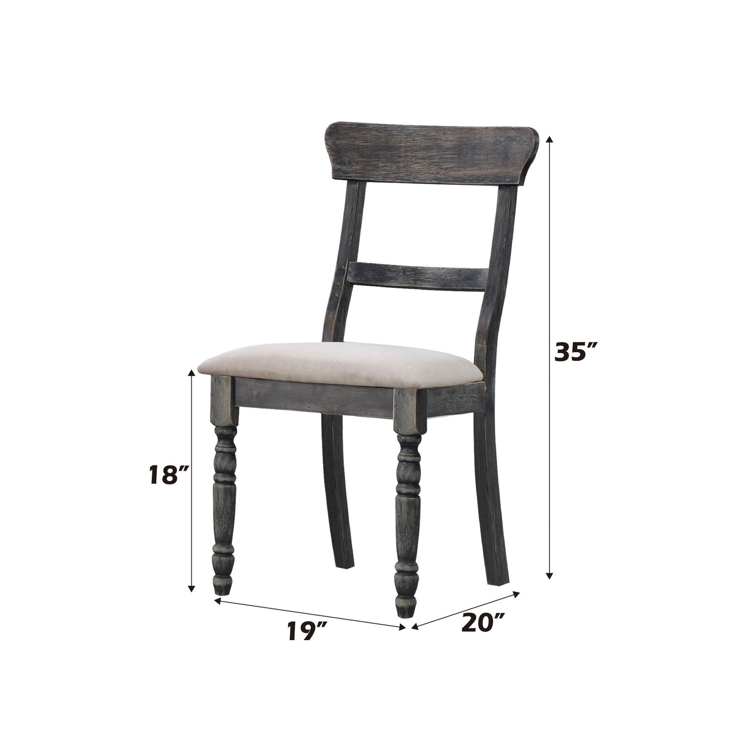 Leventis - Silla auxiliar de lino desgastado (juego de 2) - Marrón claro