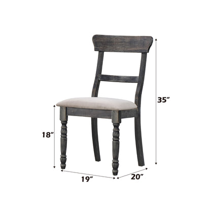 Leventis - Silla auxiliar de lino desgastado (juego de 2) - Marrón claro
