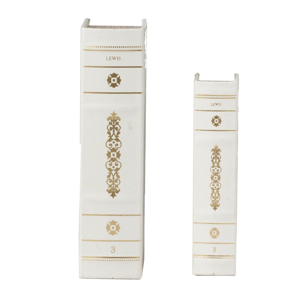 Cajas para libros (juego de 2) - Blanco/Dorado