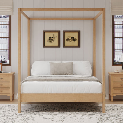 Canopy Bed Frame 4 Poster Platform Bed With Slats Support, No Box Spring Needed