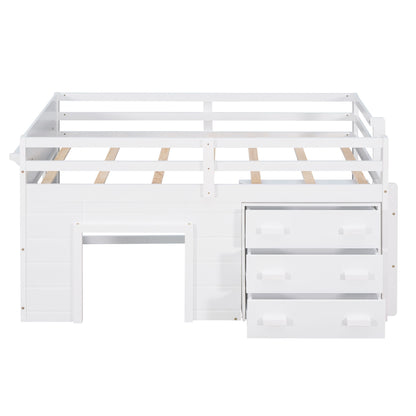 Loft Bed With Cabinet And Shelf