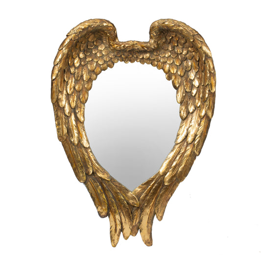Espejo de pared con detalles de alas para sala de estar - Dorado