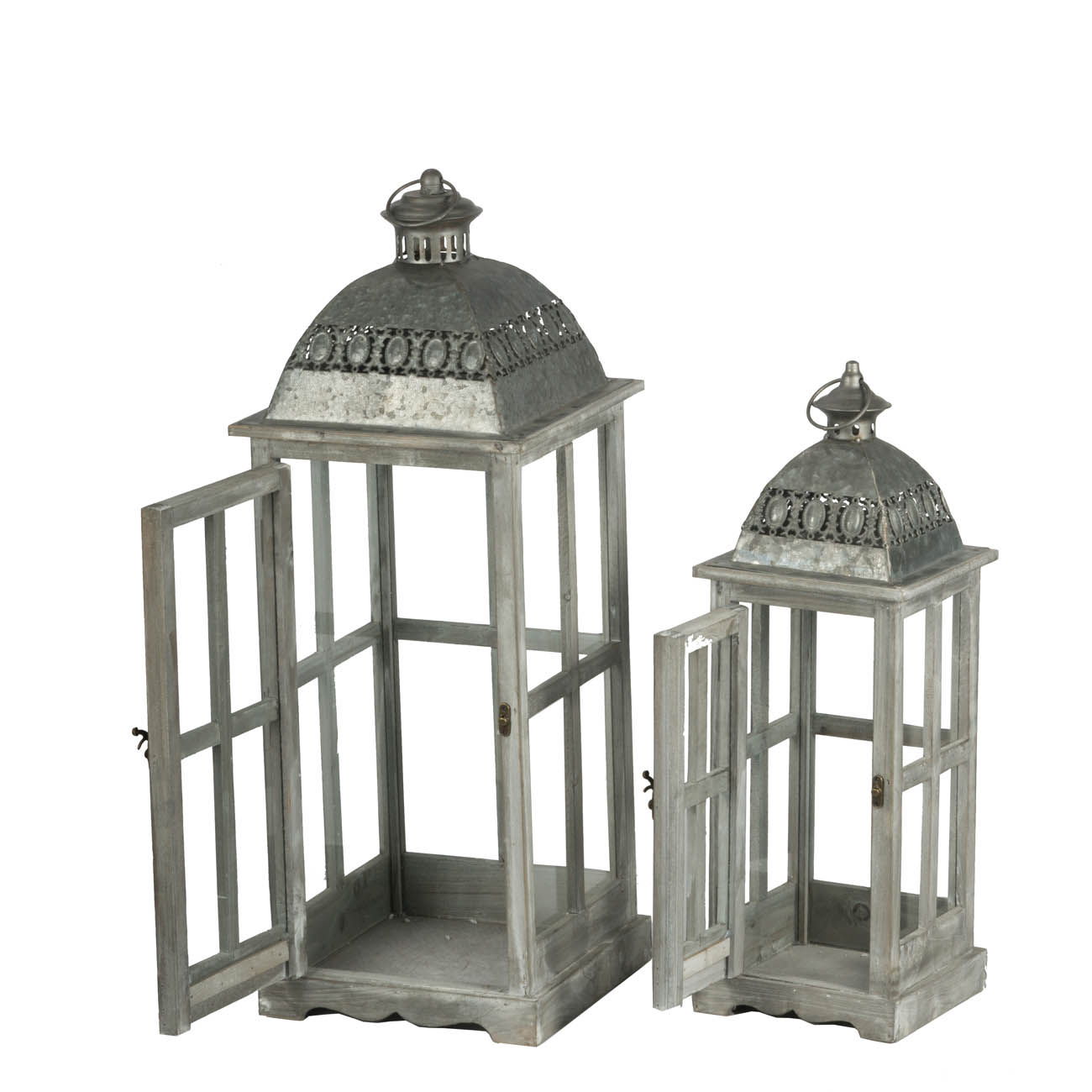 Farol de vela de madera decorativo, portafaroles para interiores y exteriores, hogar, jardín, boda - Gris