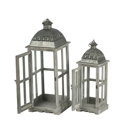 Farol de vela de madera decorativo, portafaroles para interiores y exteriores, hogar, jardín, boda - Gris