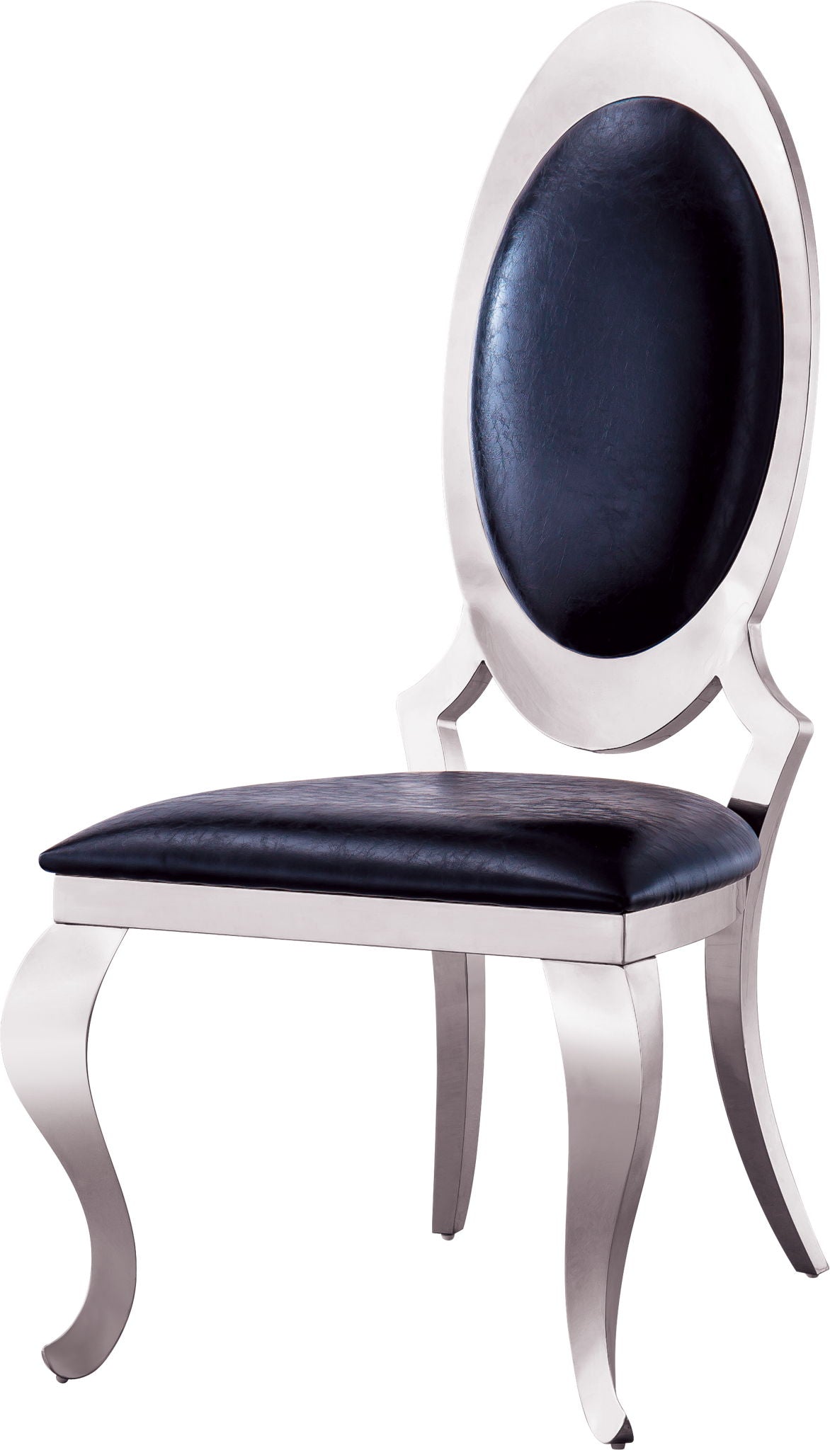 Dining Chair With Oval Backrest, Stainless Steel Legs (Set of 2)