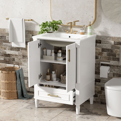 Bathroom Vanity With Ornate French Cylinder Legs, Soft Close Drawer