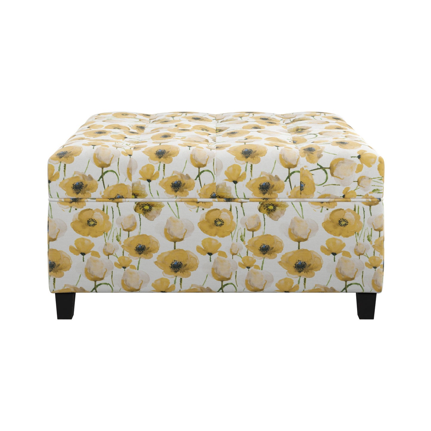 Floral Storage Ottoman - Yellow