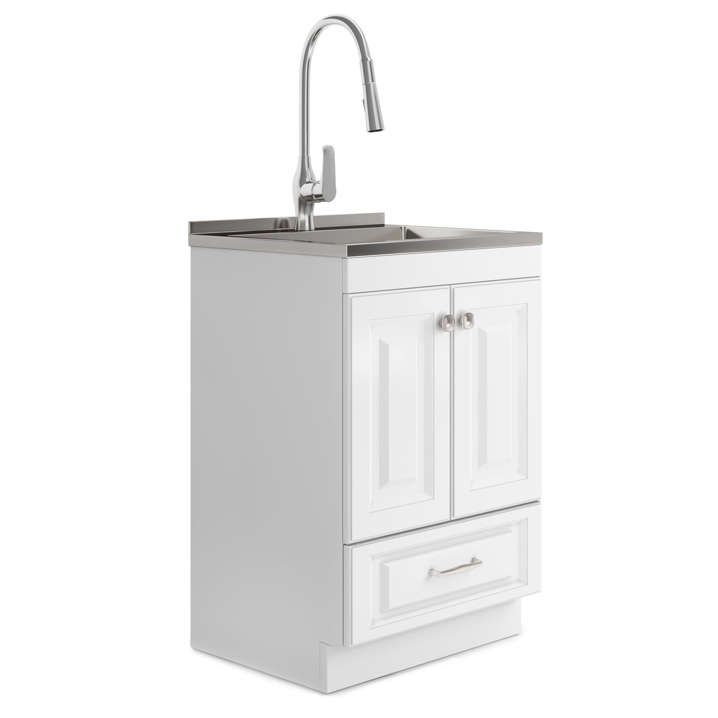 Lawrence - Mueble de lavandería con grifo y fregadero de acero inoxidable