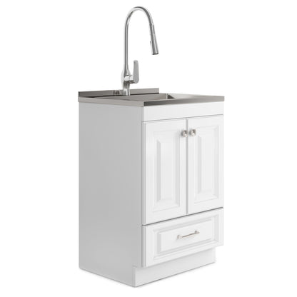 Lawrence - Mueble de lavandería con grifo y fregadero de acero inoxidable