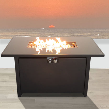 Mesa para fogata de exterior de construcción duradera con tapa - Negra