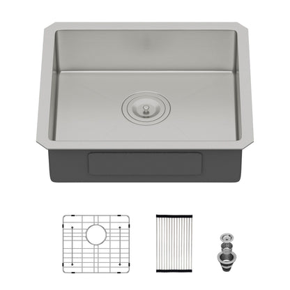 Modern Undermount Stainless Steel Kitchen Sink 16 Gauge, Deep Single Bowl