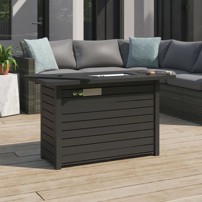 Mesa para fogata de exterior con tapa, construcción duradera, color negro