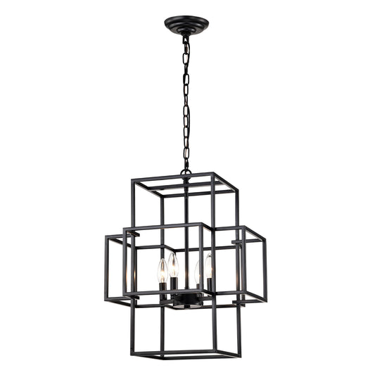 Lámpara colgante de metal de 4 luces, estilo industrial, estilo rústico, con altura ajustable para comedor, pasillo, vestíbulo y entrada (bombillas E12 no incluidas).