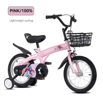 Fkznpj - Bicicleta deportiva para niños de 18" con ruedas de entrenamiento y soporte. Sillín ajustable. Ideal para niños y niñas de 5 a 10 años. Altura de 39 a 49". Disponible en varios colores.