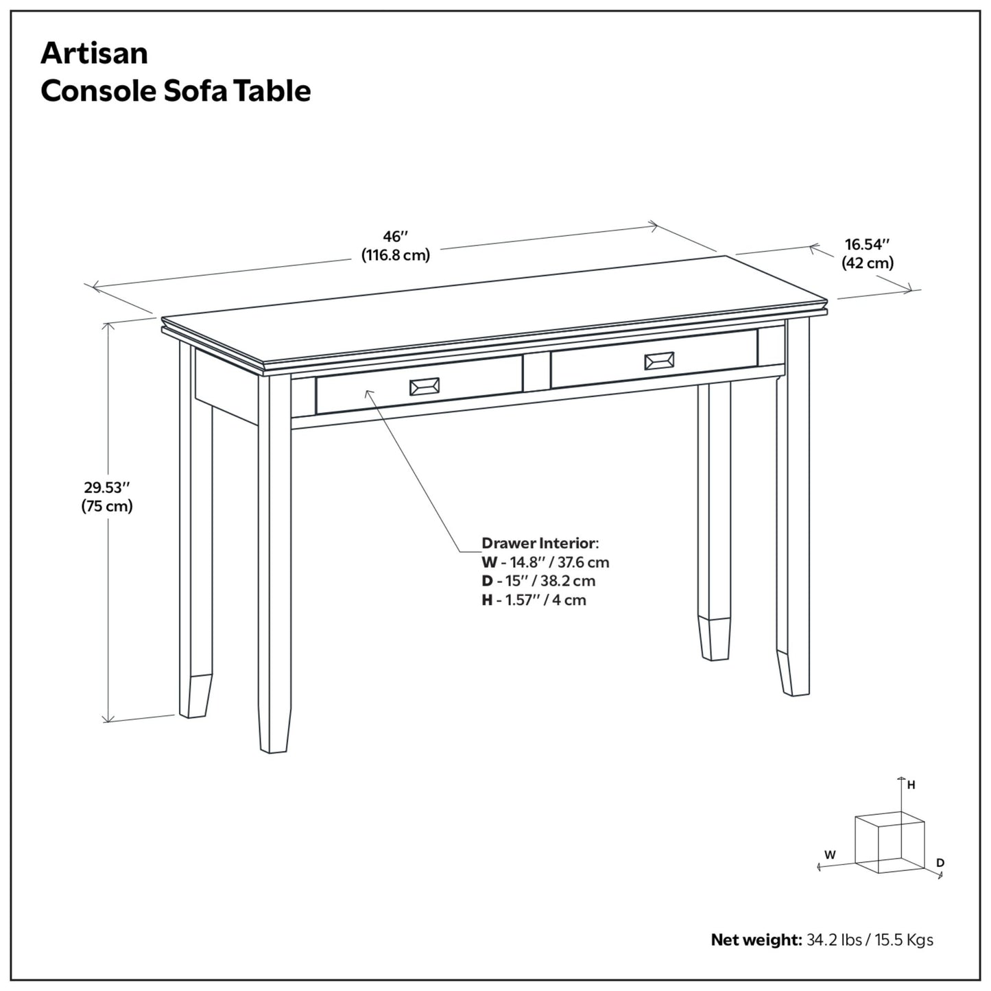 Mesa consola de sofá artesanal