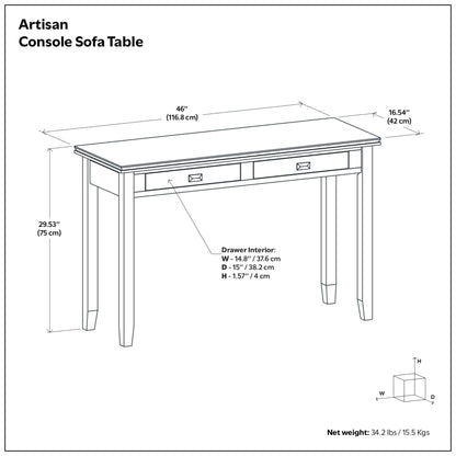 Mesa consola de sofá artesanal