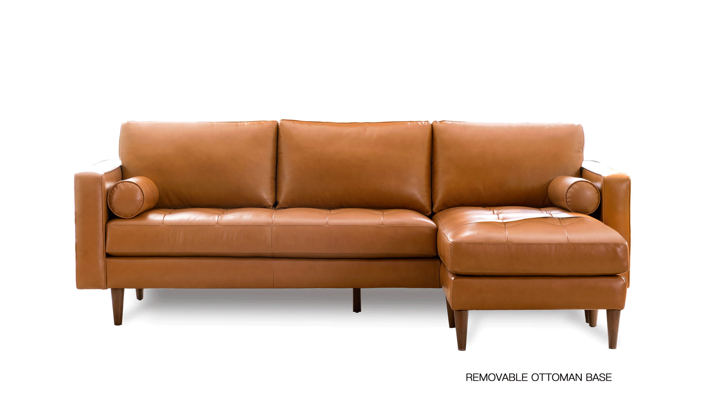 Mid-Century Tufted Sectional With Reversible Chaise