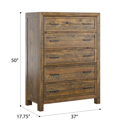 Rustic 5 Drawer Chest - Brown - Wood