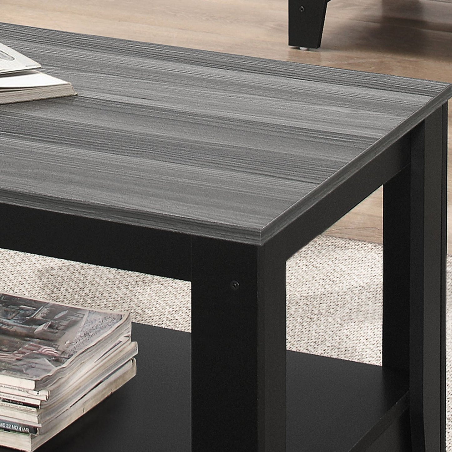 Juego de mesa de centro, auxiliar, lateral y decorativa para sala de estar de estilo transicional (juego de 3) - Negro