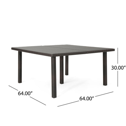 Outdoor Square Rattan Wicker Dining Table - Brown