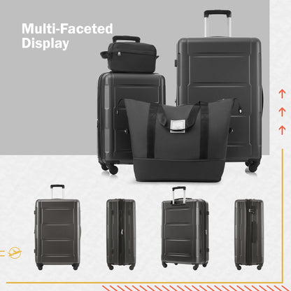 Juego de 2 maletas con ruedas giratorias extensibles, maleta ligera de ABS con cerradura TSA de 20"/28"