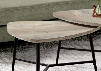 Juego de mesas auxiliares, de centro y de acento para sala de estar, laminado beige, contemporáneo y moderno (juego de 2) - Gris topo