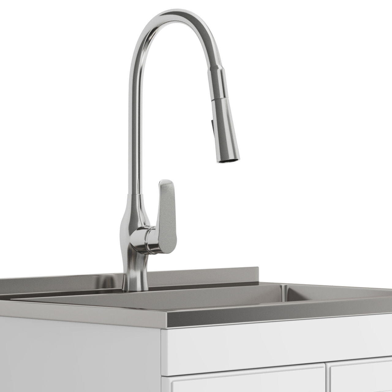 Lawrence - Mueble de lavandería con grifo y fregadero de acero inoxidable