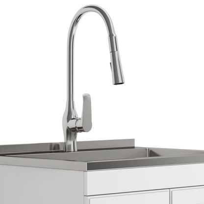Lawrence - Mueble de lavandería con grifo y fregadero de acero inoxidable