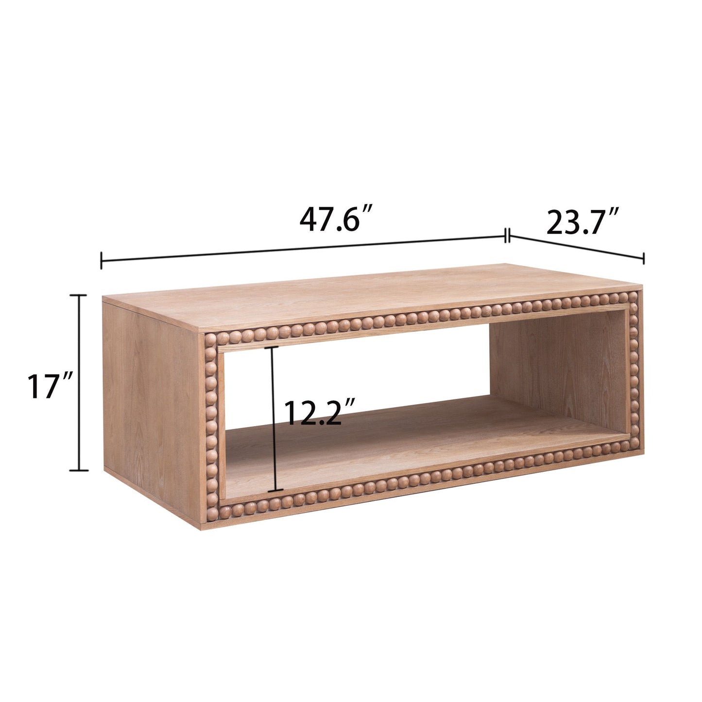 Beaded Edge Coffee Table With Open Storage Shelf