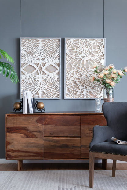 Decoración de pared con forma de hoja (juego de 2) - Blanco/Gris